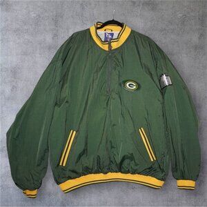 Vintage Green Bay Packers Pro Layer Windbreaker Jacket XXG Korea NFL Half Zip